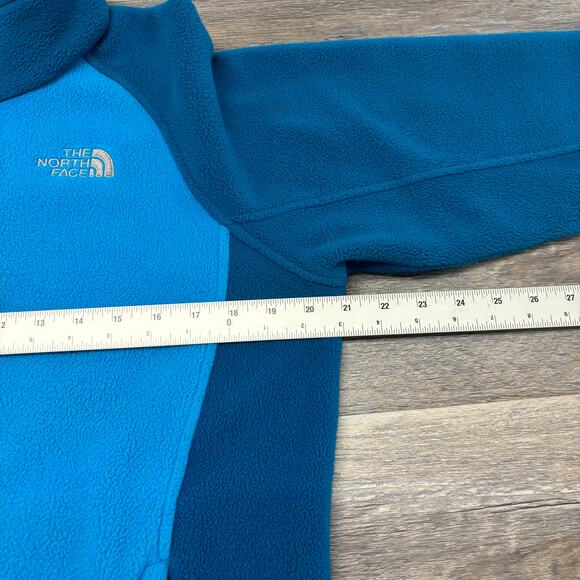 The North Face Teal‎ Blue Womens Large Full Zip Mock Neck Fleece Jacket Gorpcore - Picture 7 of 13